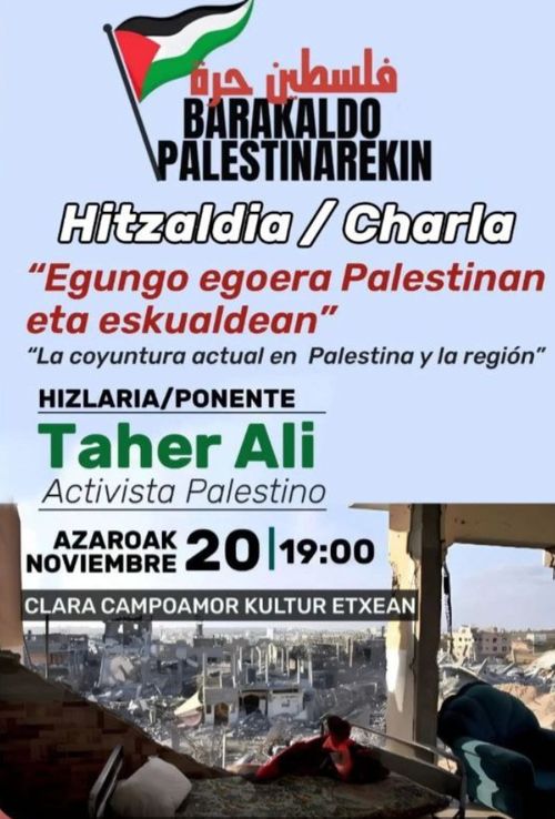 EGUNGO EGOERA PALESTINAN ETA ESKUALDEAN