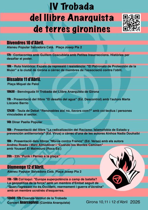 Cartell amb el programa de la IV Trobada del Llibre Anarquista Girona