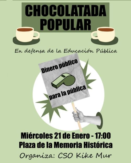 Chocolatada en solidaridad con la huelga  por la educación pública