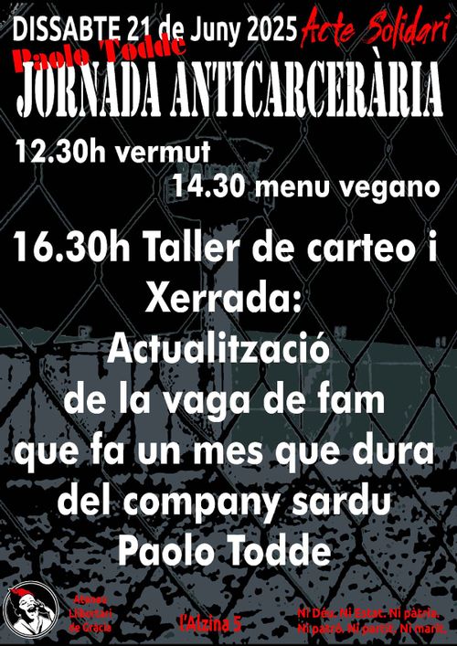 Jornada Anticarcerària. Cronicas de la Cayenna Sarda