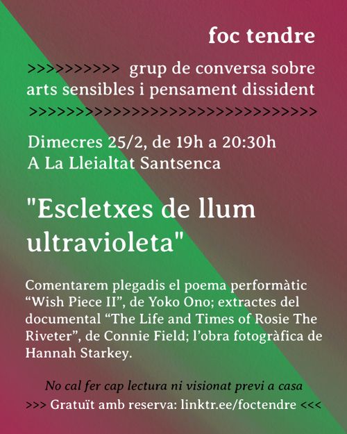 Foc tendre, grup de conversa sobre arts sensibles i pensament dissident (#3)