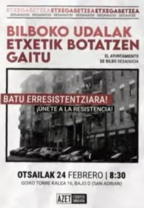 BILBOKO UDALAK ETXETIK BOTATZEN GAITU