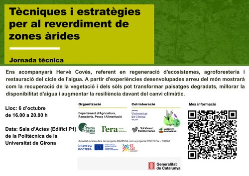Cartell: Tècniques i estratègies per al reverdiment de zones àrides amb agroforestría