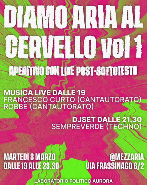 Diamo aria al cervello - Aperitivo con musica live e DJ set 