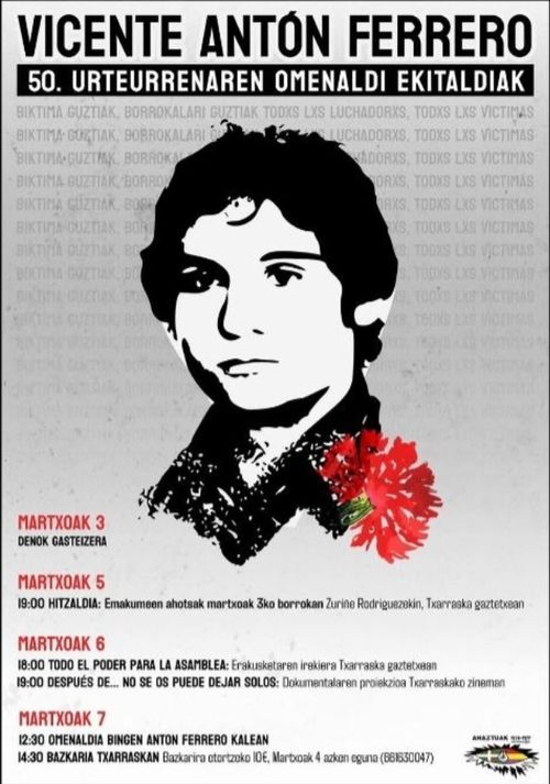 VICENTE ANTÓN FERRERO 50. URTEURRENA; "Emakumeen ahotsak M3ko borrokan" Hitzaldia