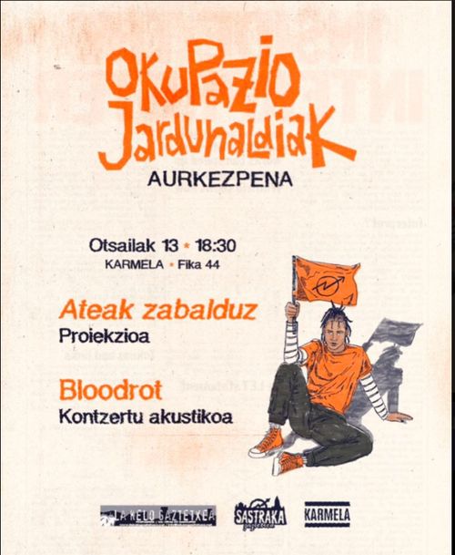 OKUPAZIO JARDUNALDIEN AURKEZPENA: "Ateak zabalduz" proiekzioa + "Bloodrot" kontzertu akustikoa