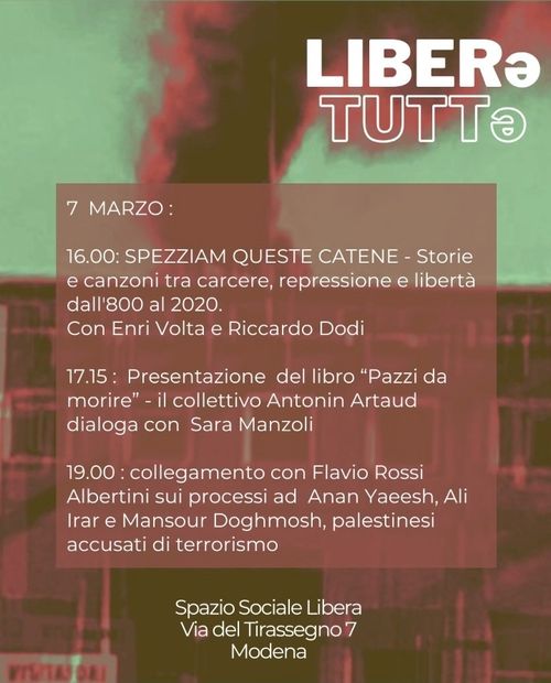 Liberx tuttx - Libera 7 marzo Anniversario strage al carcere sant'anna di modena