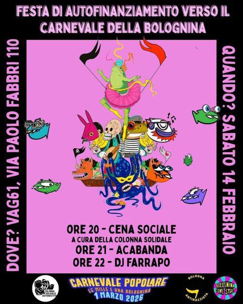 Serata di autofinanziamento del Carnevale della Bolognina 🦑🐙🐬