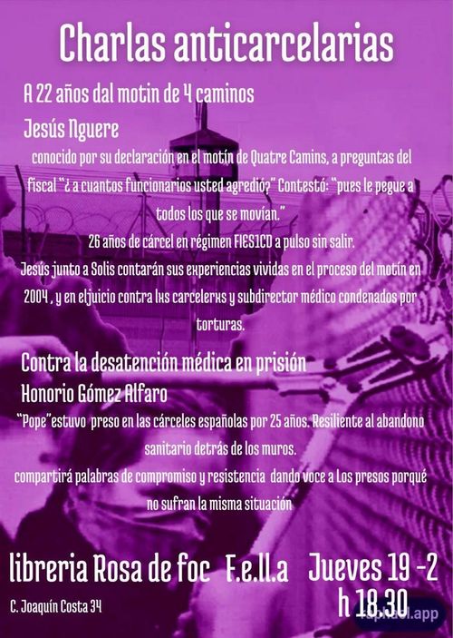 💥​CONTRE LES PRESONS I LA SOCIETAT QUE LES NECESITA!💥​ Xerrades Anticarceràries