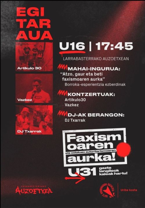 FAXISMOAREN ETA ESTATUEN AUTORITARISMOAREN AURKA!