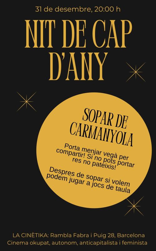 31/12/25 Sopar de carmanyola + Jocs de taula a La Cinètika