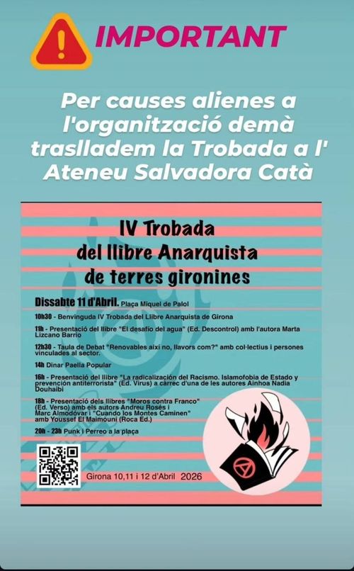 (Canvi de lloc) IV Trobada del llibre Anarquista de terres gironines 