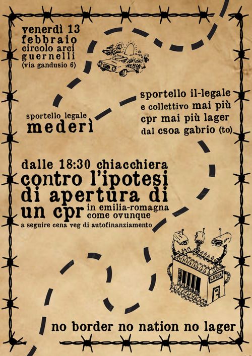 Chiacchierata contro i CPR con Mederì e Sportello Il-legale CSOA Gabrio