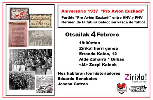 Aniversario 1937 * 2026 “Pro Avión Euzkadi” Bilbao Z.H.G