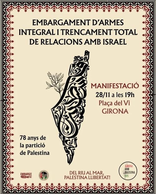Manifestació: 📍Seguim als carrers amb PALESTINA 🇵🇸 