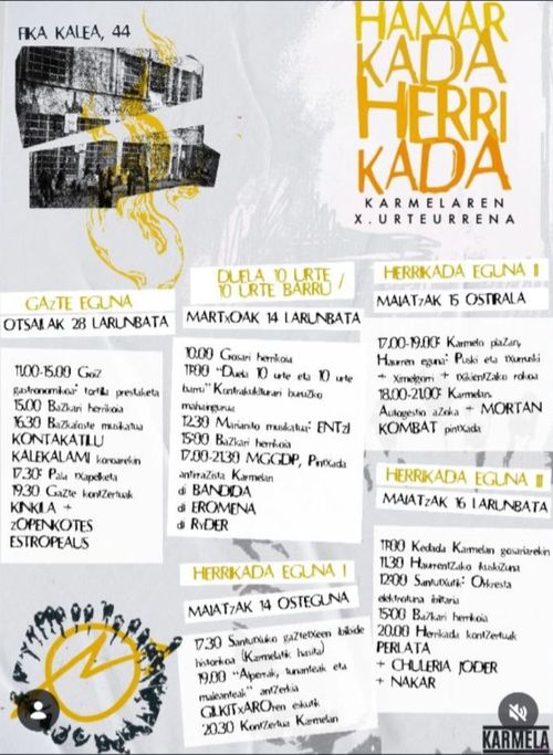 HAMARKADA HERRIKADA: KARMELAREN X. URTEURRENA (Herrikada eguna I)