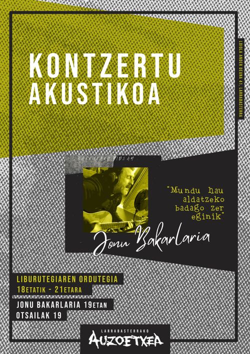 Kontzertu akustikoa: Jonu Kantautorea