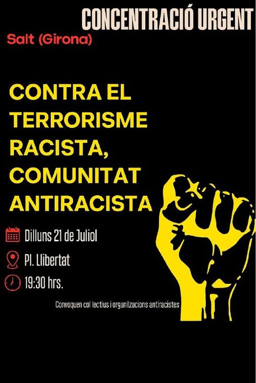 Concentració urgent: Contra el terrosisme racista, comunitat antiracista