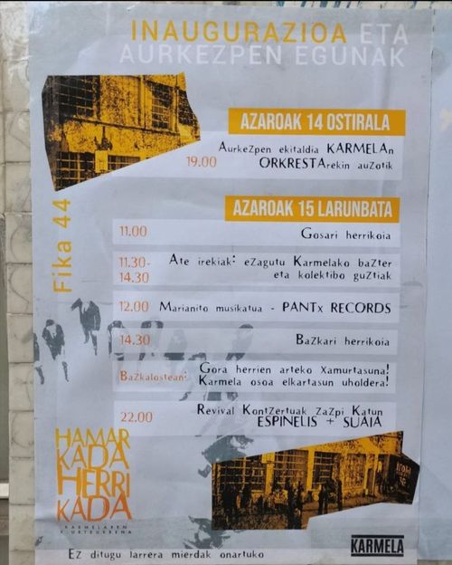HAMARKADA HERRIKADA: Karmela bazter eta kolektibo guztiak ezagutu