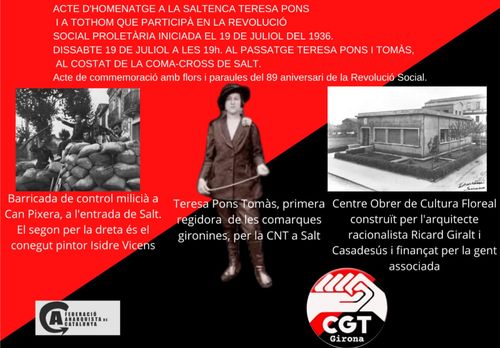 Homenatge a Teresa Pons en 89 aniversari de la revolució social proletària